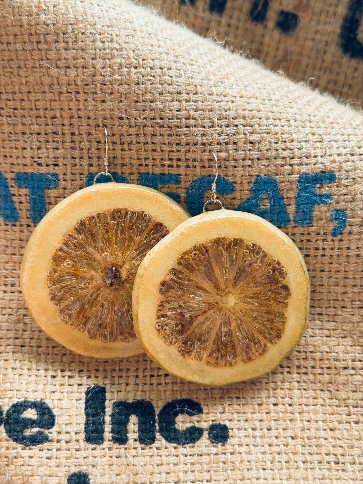 Real Lemon Slice Earrings