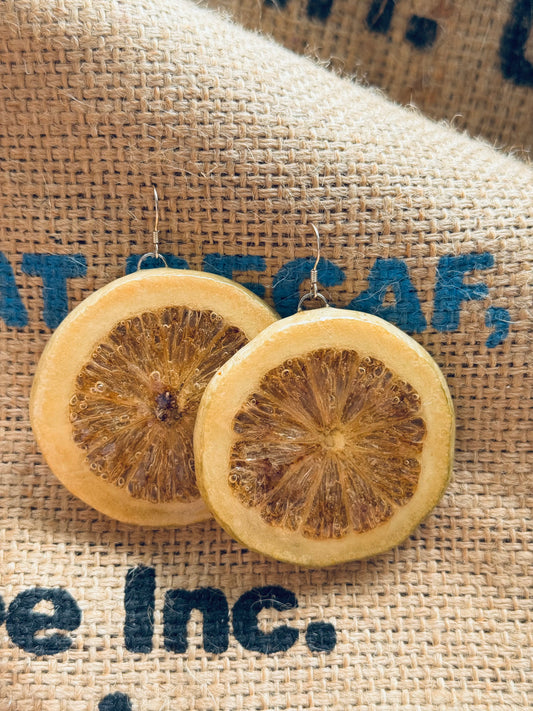 Real Lemon Slice Earrings