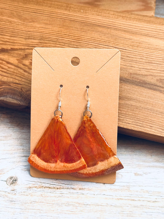 Real Blood Orange Slice Earrings
