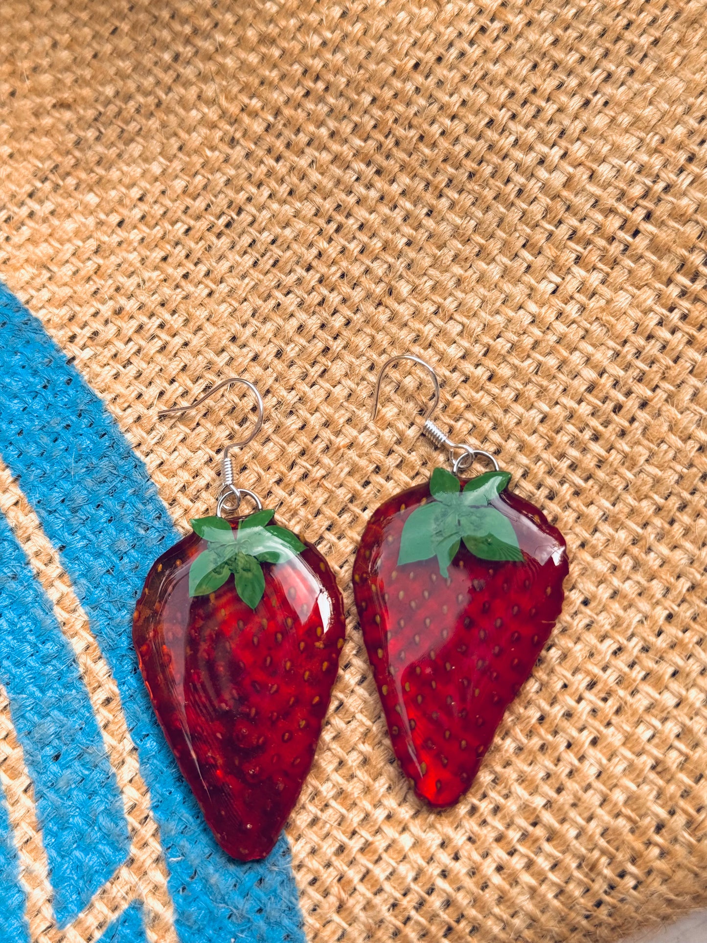 Real Strawberry Slice Earrings