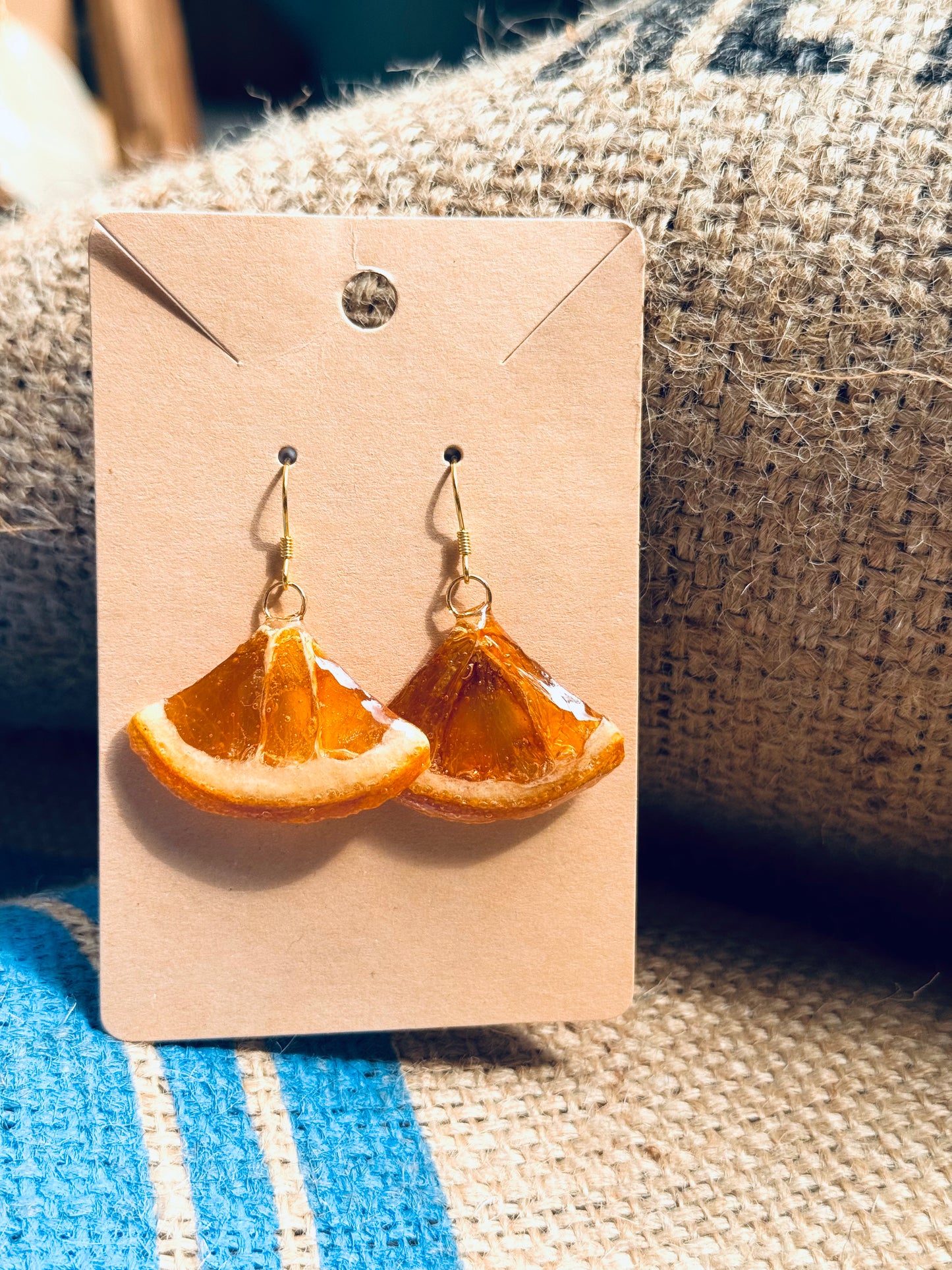 Real Orange Slice Earrings – 14K Gold‑Filled Hooks