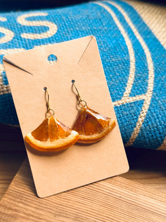 Real Orange Slice Earrings – 14K Gold‑Filled Hooks