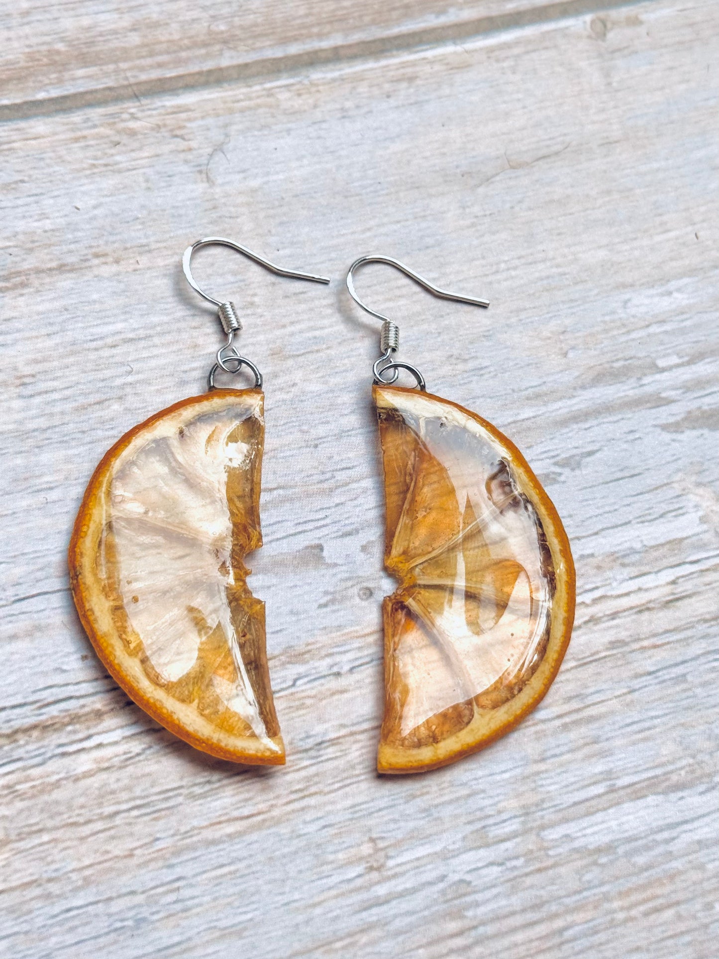 Real Lemon Slice Earrings – Sterling Silver Hooks