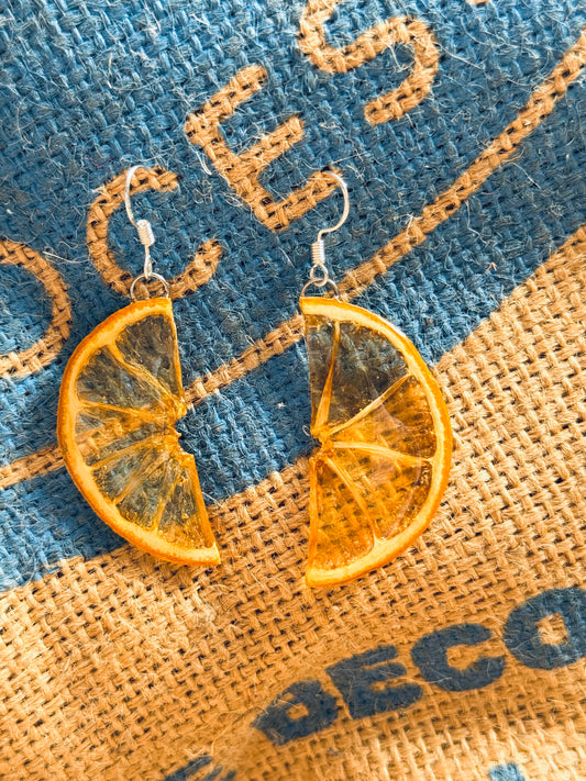 Real Lemon Slice Earrings – Sterling Silver Hooks