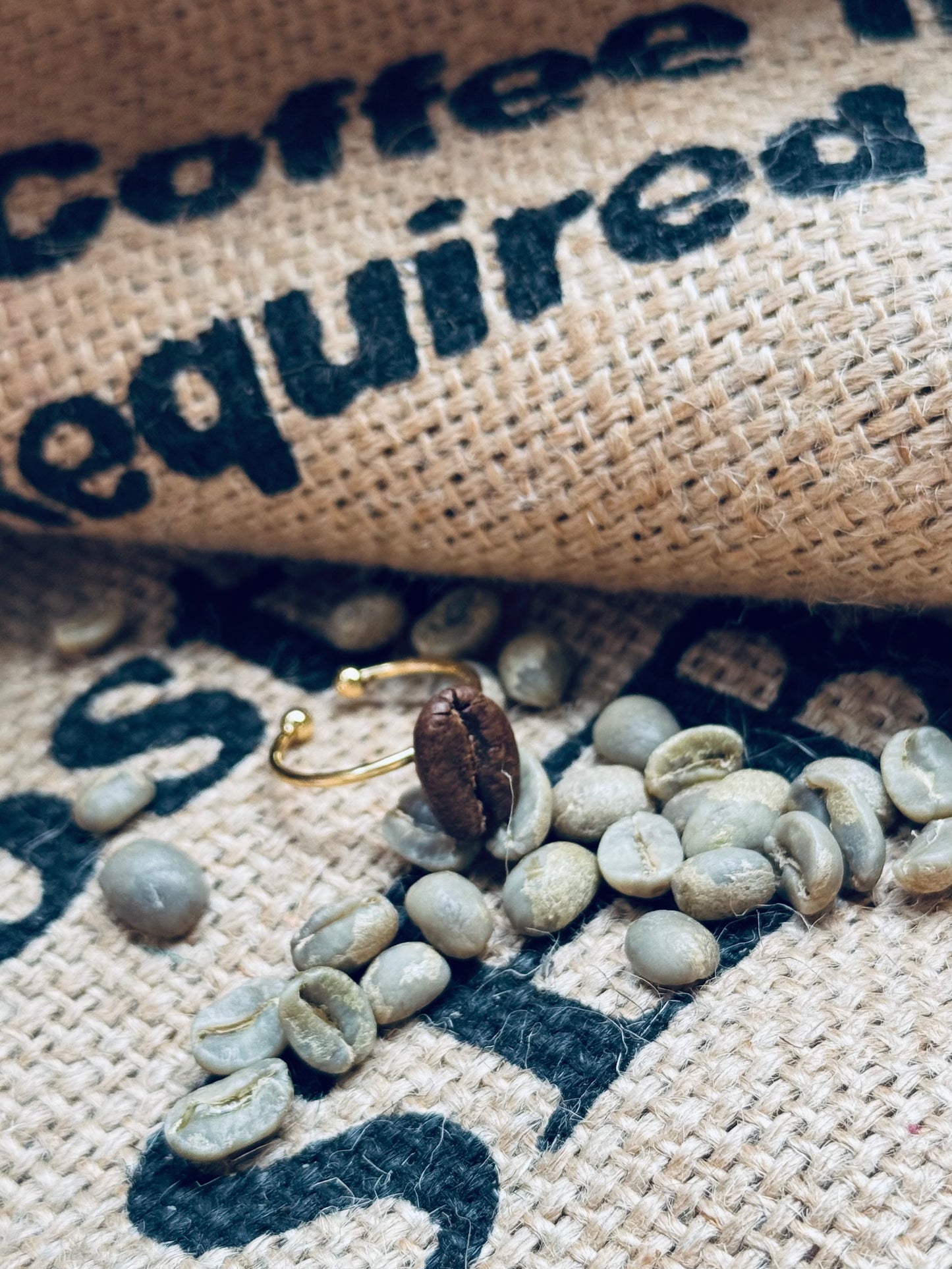 Handcrafted Coffee Bean Ring – Adjustable 14k Gold‑Plated