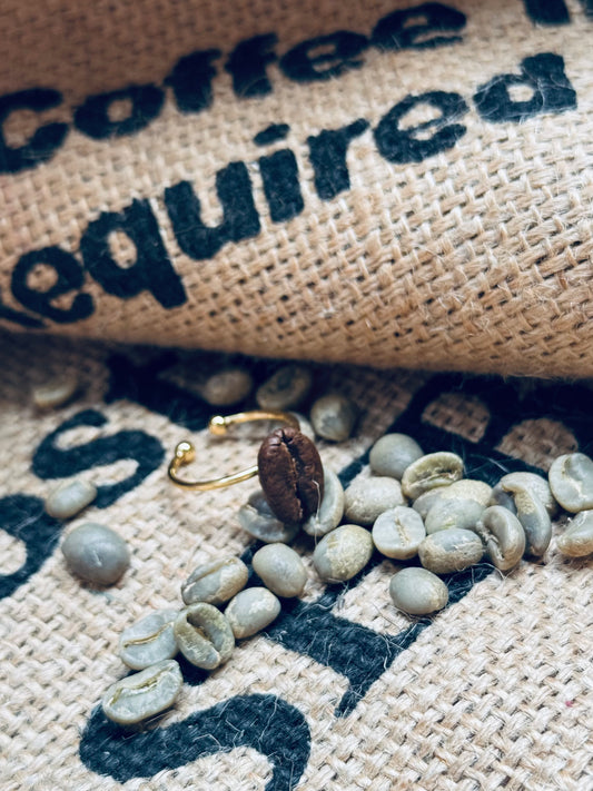 Handcrafted Coffee Bean Ring – Adjustable 14k Gold‑Plated