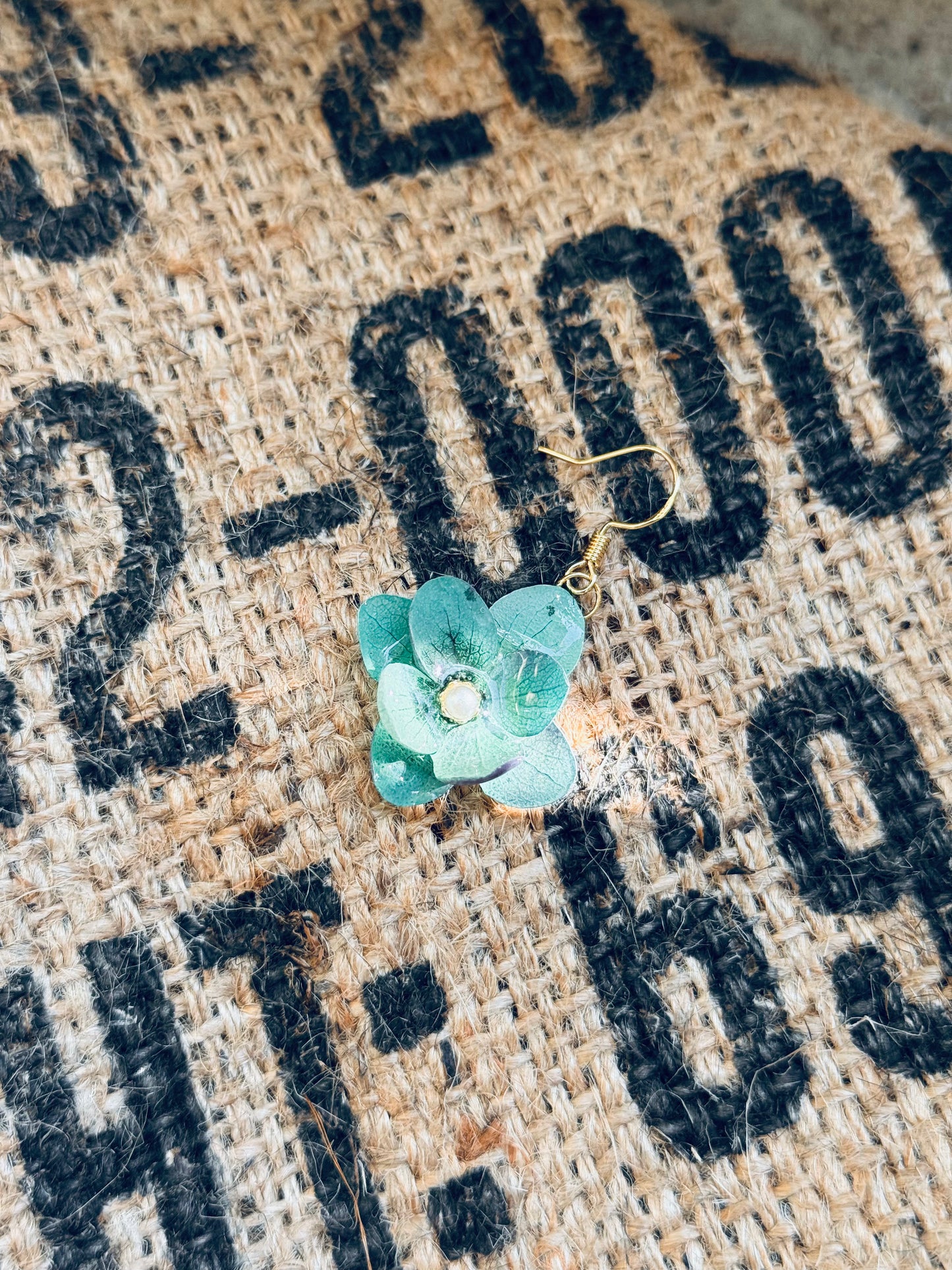 Emerald Bloom Hydrangea Earrings – With Pearl Accents