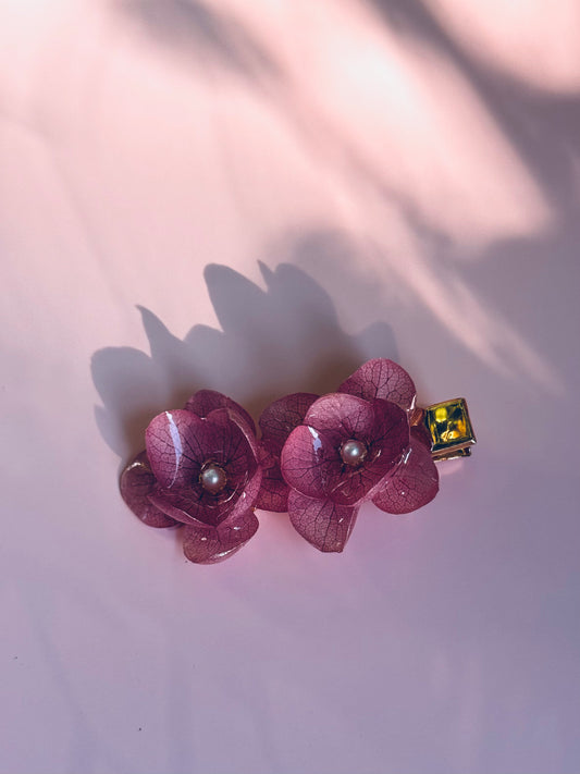 Ethereal Hydrangea Hair Clip – Deep Plum