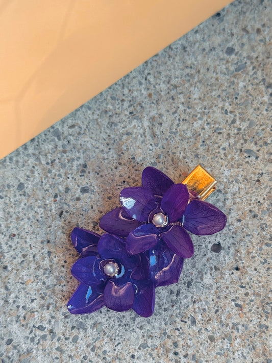Ethereal Hydrangea Hair Clip – Deep Violet