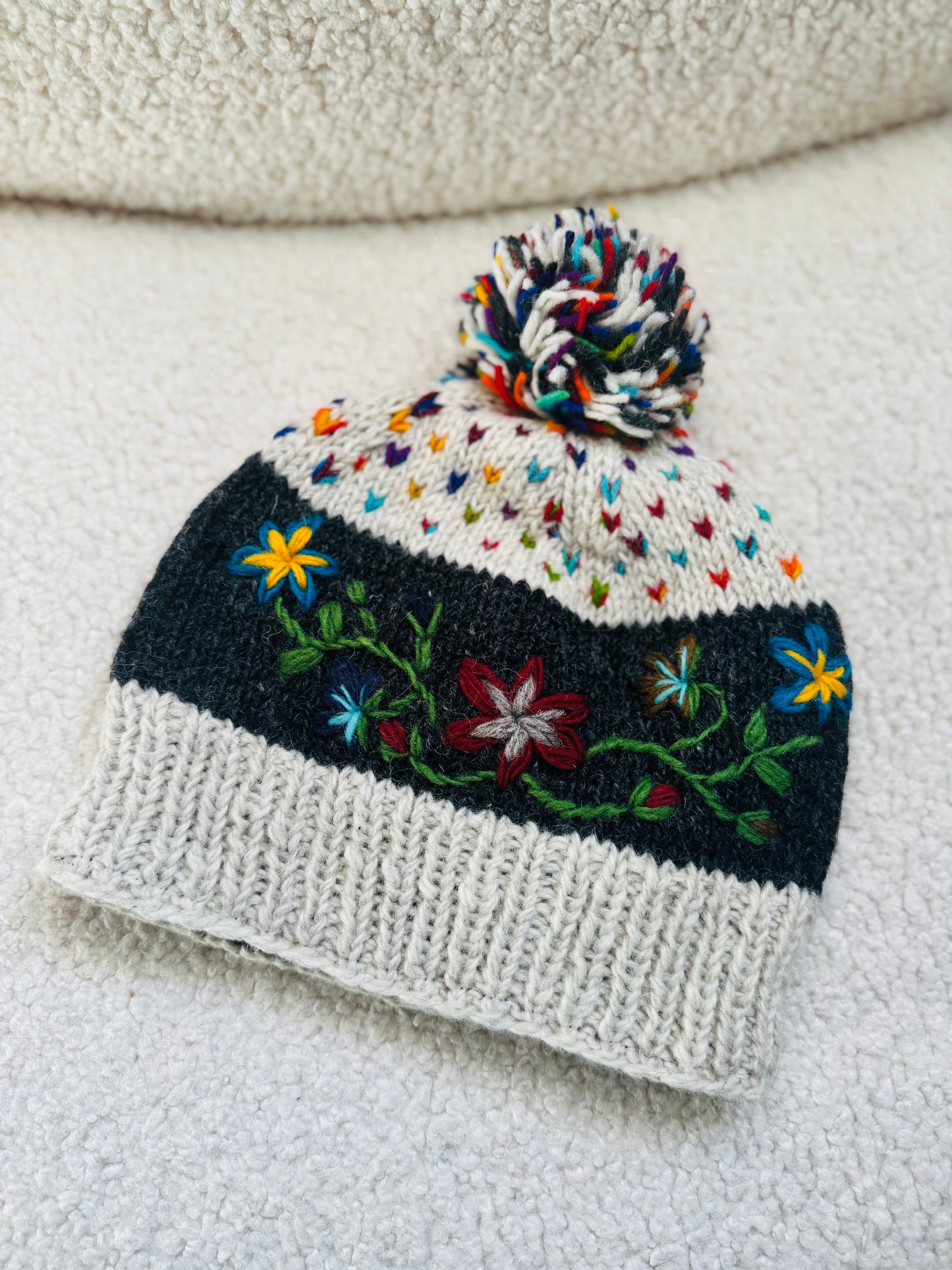 ❄️ Handmade Floral Wool Knit Hat