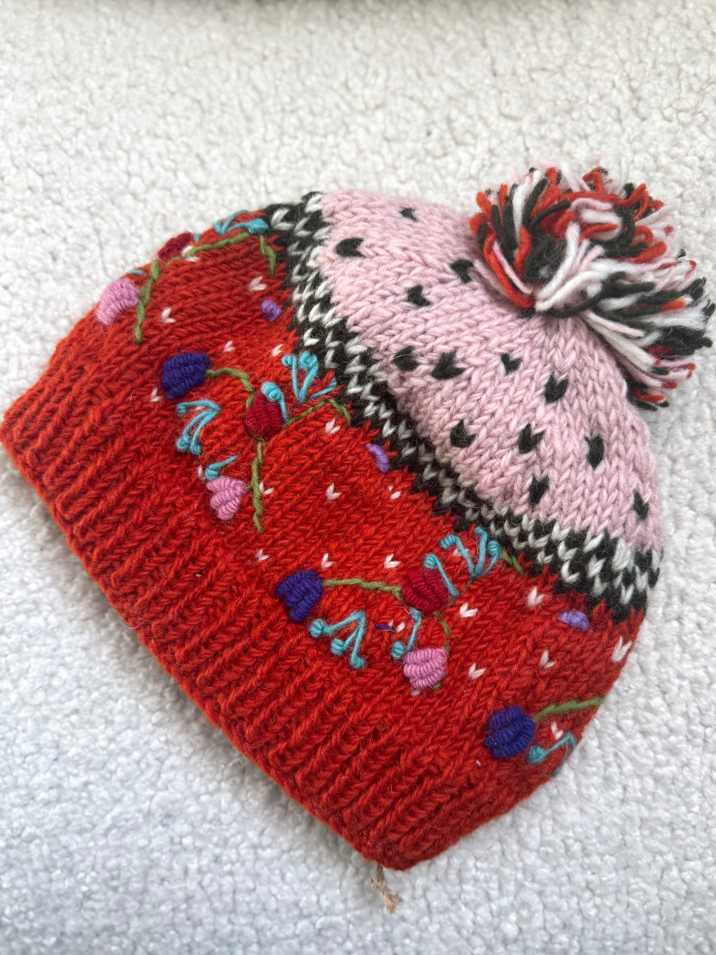 ❄️ Handmade Floral Wool Knit Hat