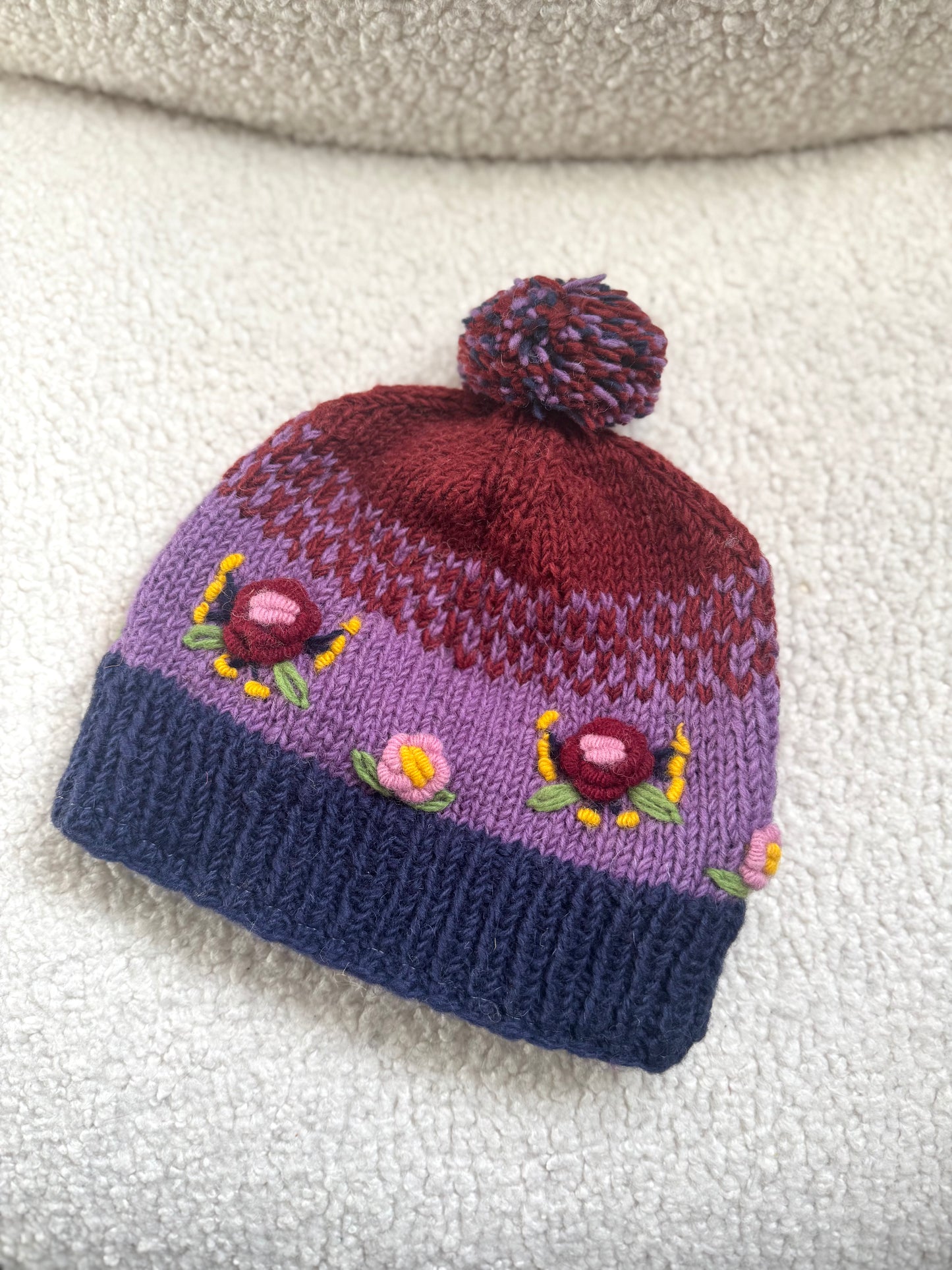 ❄️ Handmade Floral Wool Knit Hat