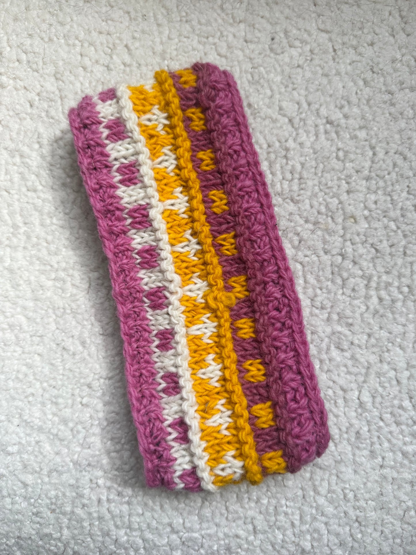 Hand Knit Wool Ear Warmer Headband – Fleece Lined, One of a Kind, Handmade in Nepal