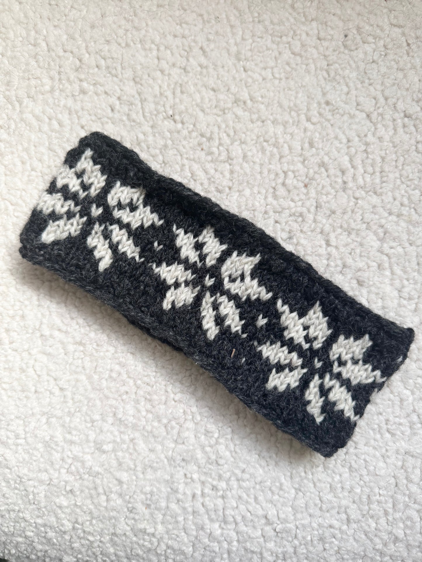 Hand Knit Wool Ear Warmer Headband – Fleece Lined, One of a Kind, Handmade in Nepal