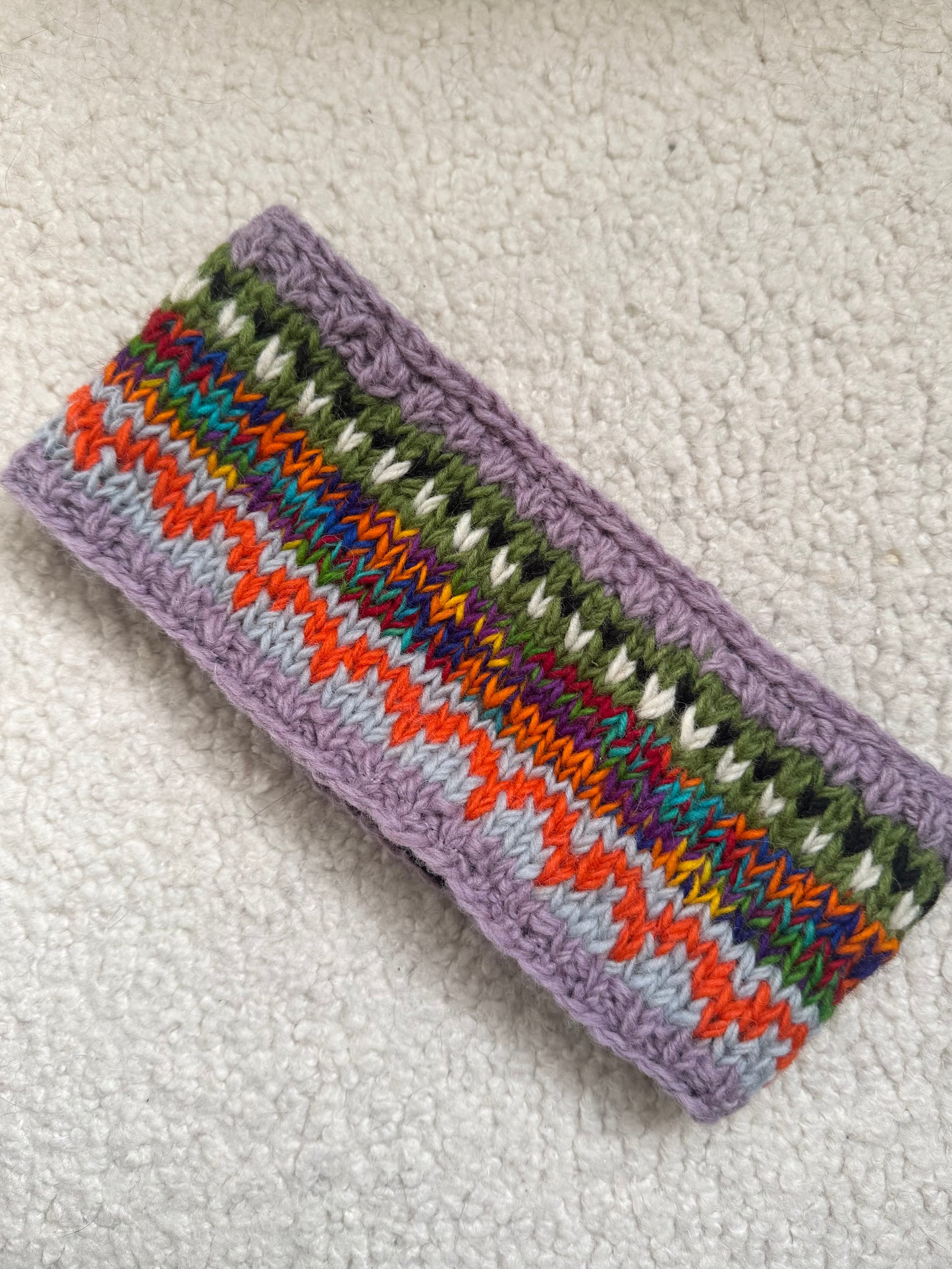 Hand Knit Wool Ear Warmer Headband – Fleece Lined, One of a Kind, Handmade in Nepal