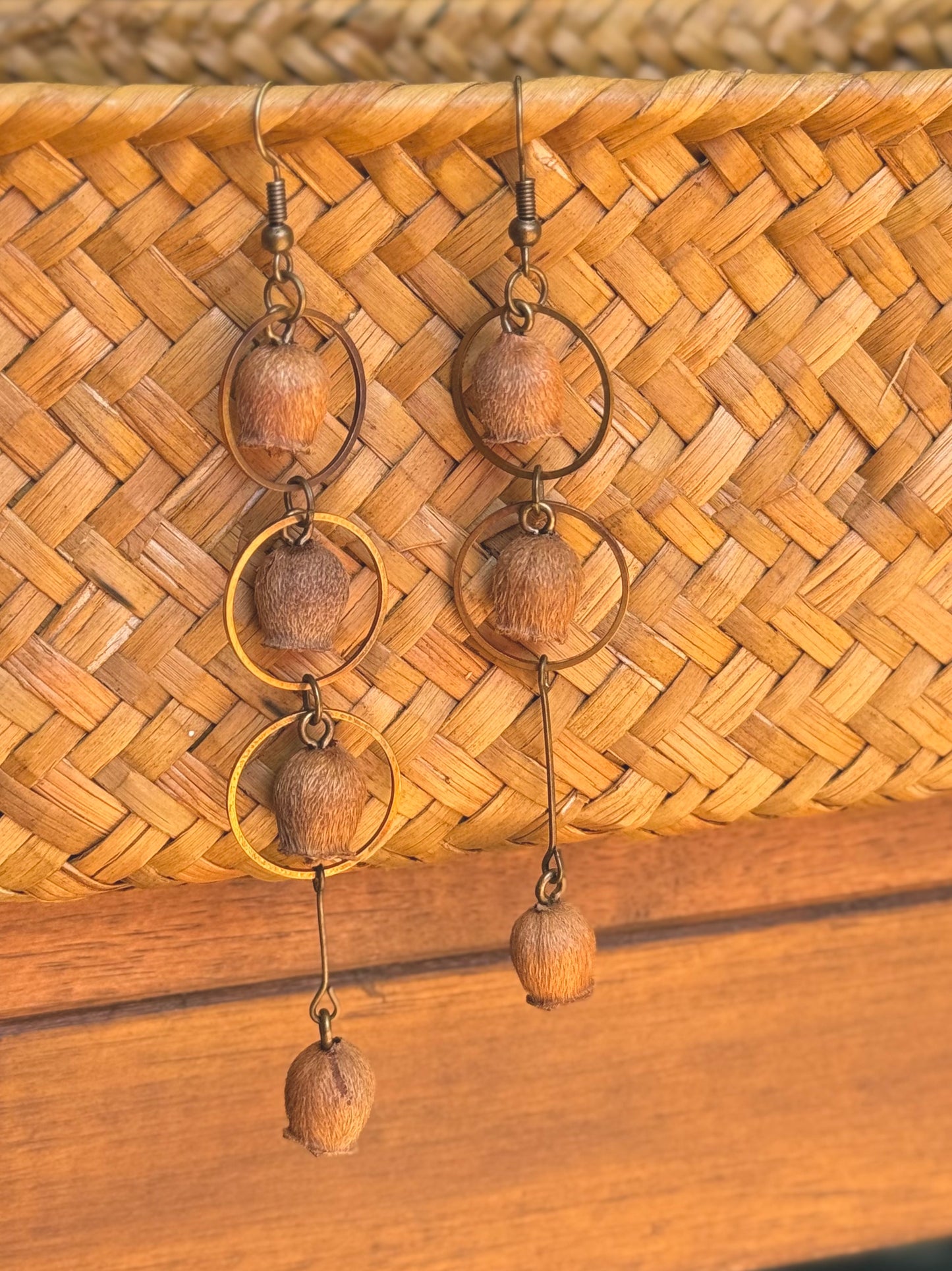 “Bell Bloom” Earrings – Natural Bell Pod & Antique Bronze Hook