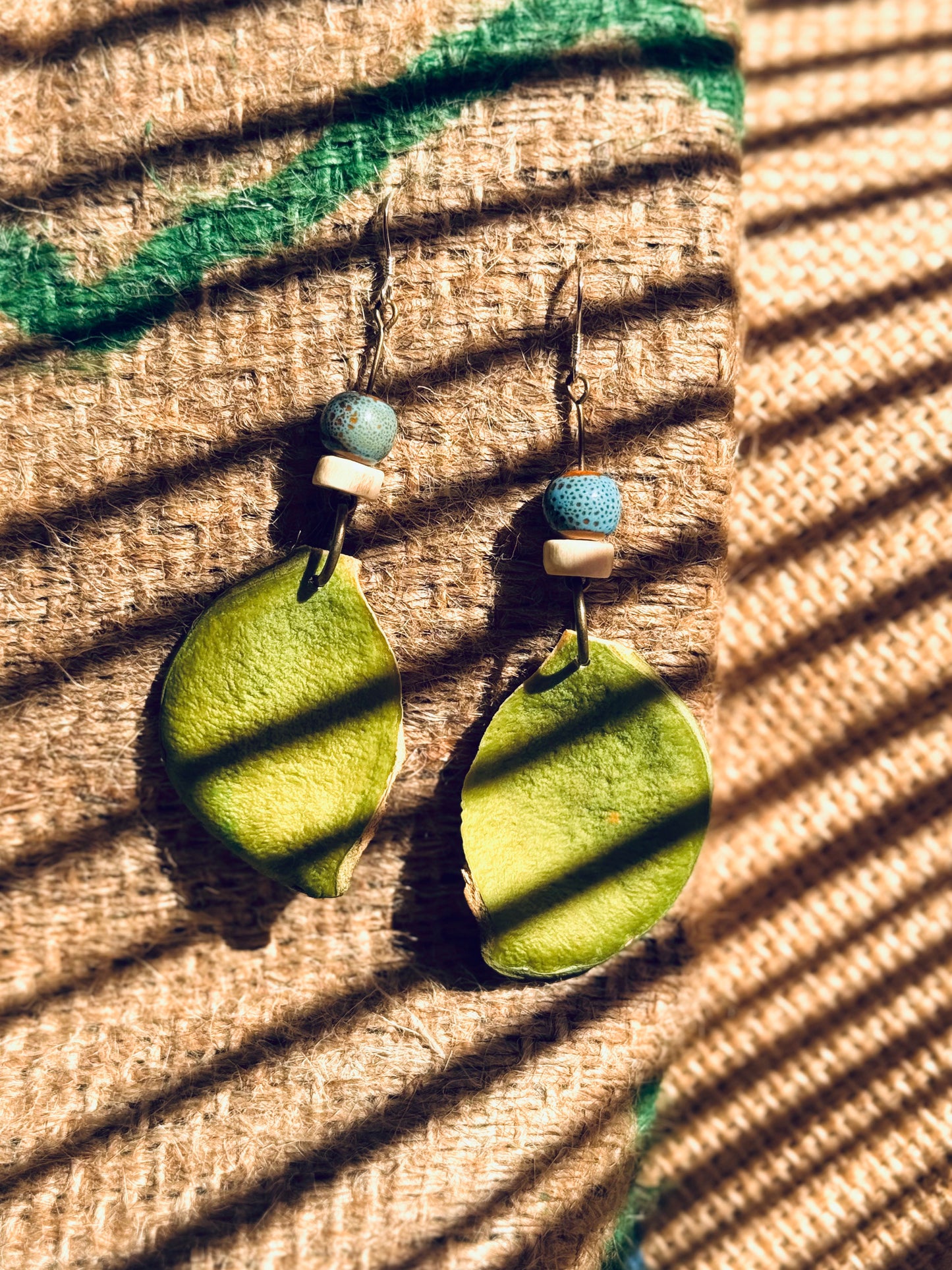 “Heart of Nature” Pod Earrings – Real Heart Shell & Ceramic Beads