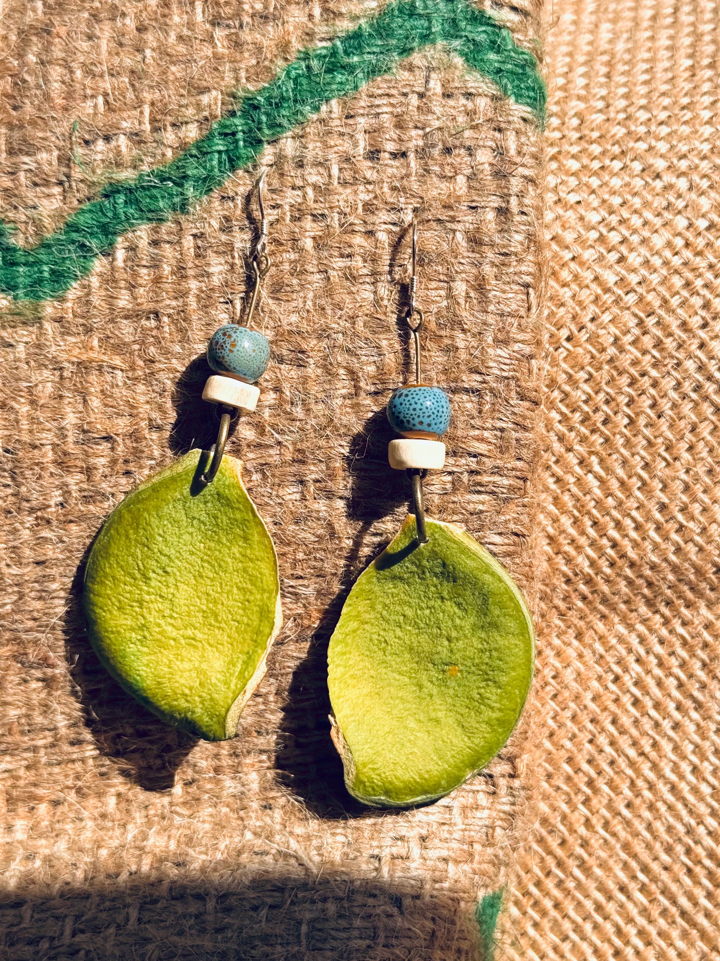 “Heart of Nature” Pod Earrings – Real Heart Shell & Ceramic Beads