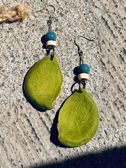 “Heart of Nature” Pod Earrings – Real Heart Shell & Ceramic Beads