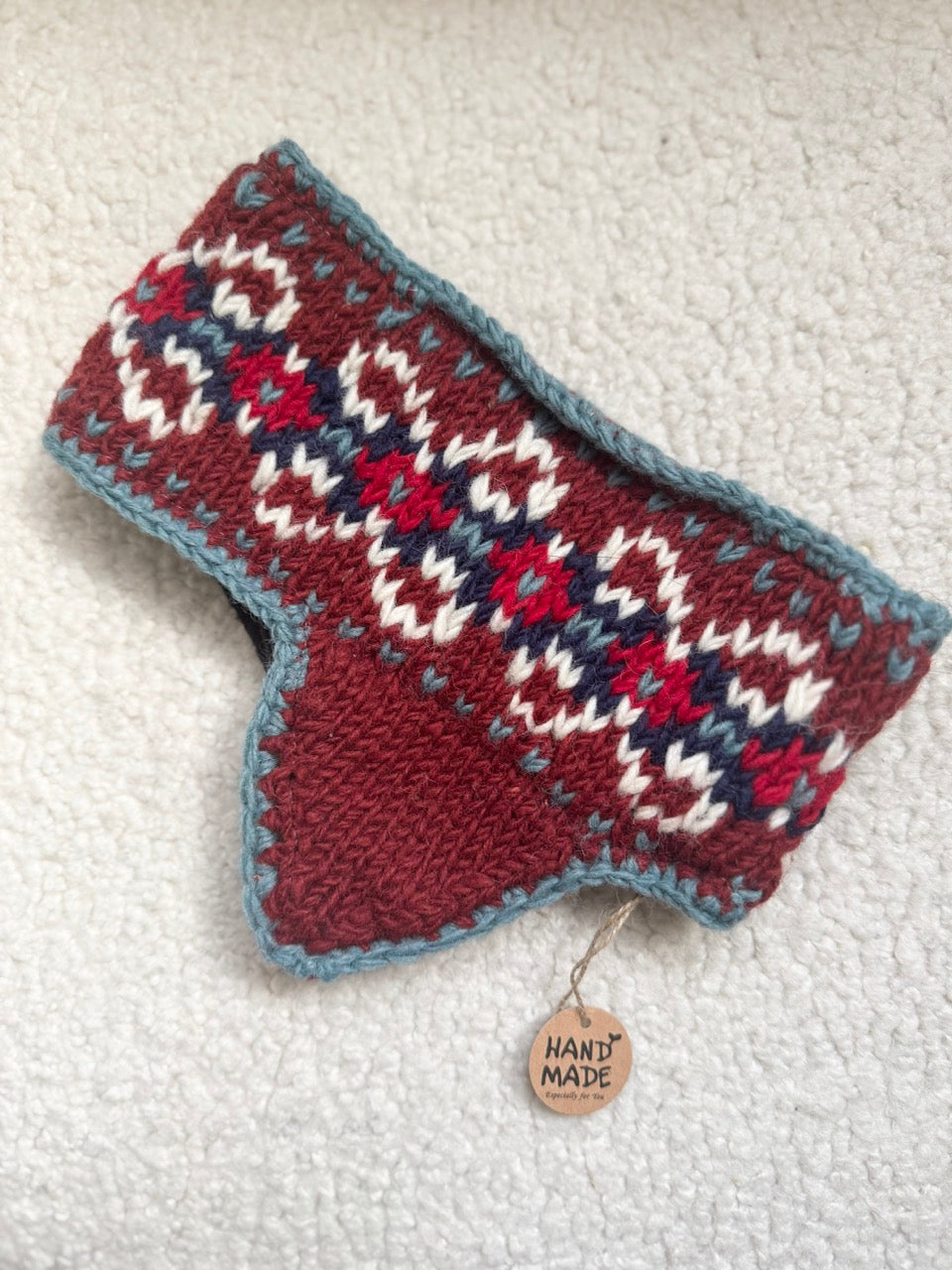 Hand Knit Wool Ear Warmer Headband – Nordic Folk Winter Hairband | Made in Nepal