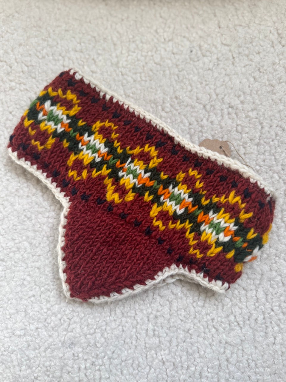 Hand Knit Wool Ear Warmer Headband – Nordic Folk Winter Hairband | Made in Nepal