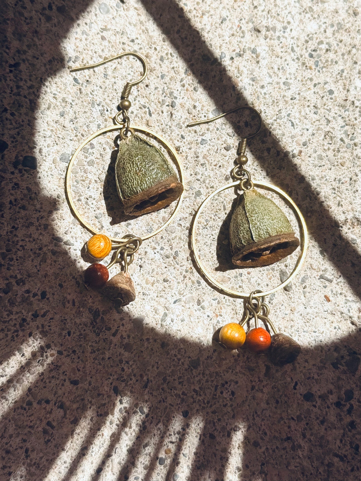 🍃 Red Eucalyptus Hoop Earrings | Copper Hook