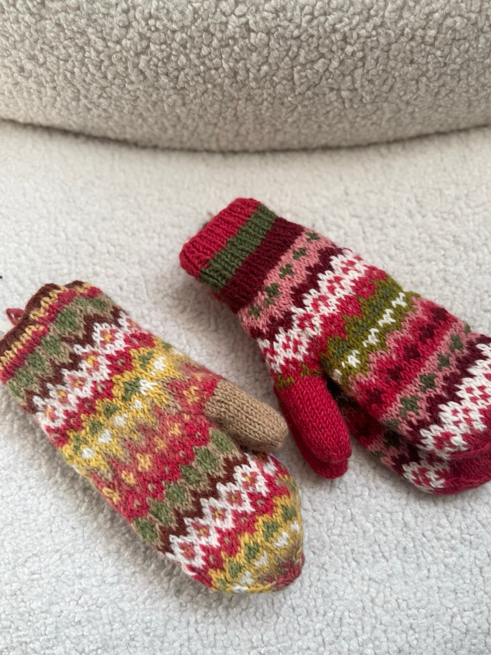 Hand Knit Wool Mittens – Fleece Lined, One of a Kind, Handmade in Nepal