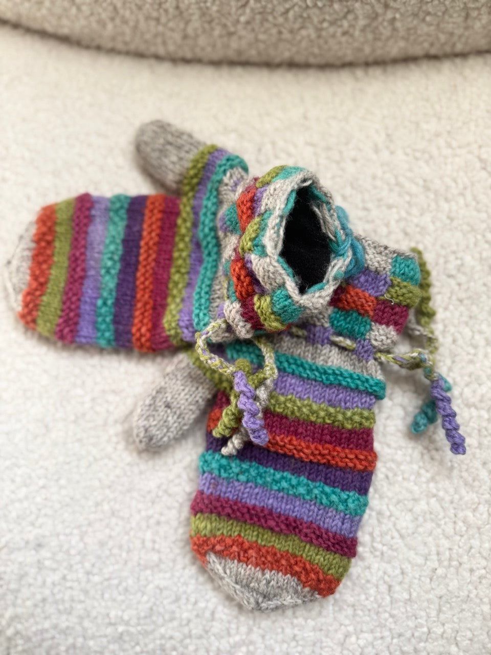Hand Knit Wool Mittens – Fleece Lined, One of a Kind, Handmade in Nepal