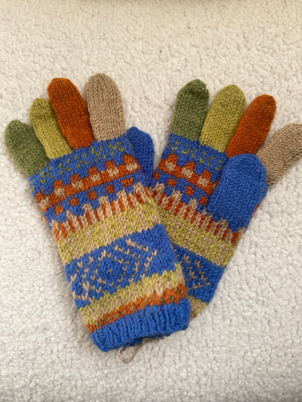 Hand Knit Wool Mittens – Fleece Lined, One of a Kind, Handmade in Nepal