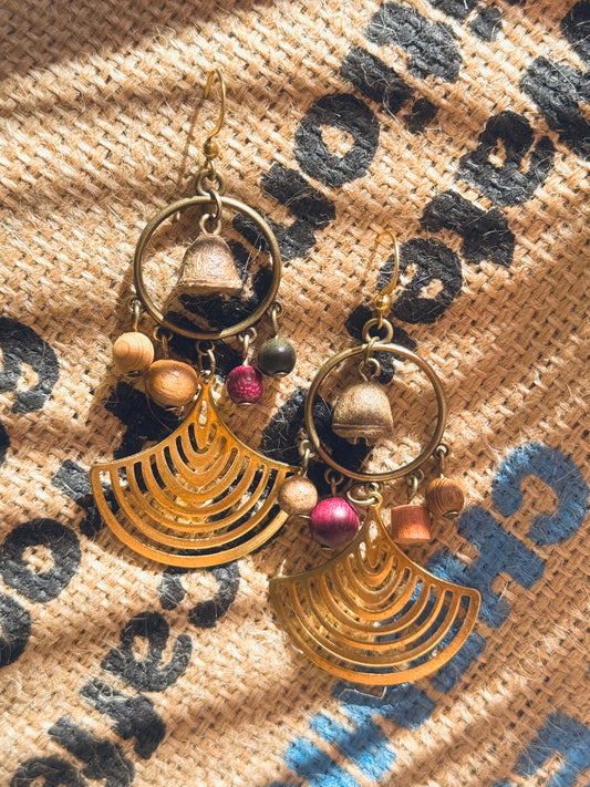 “Earth Harmony” Earrings – Sandalwood & Bell Pods