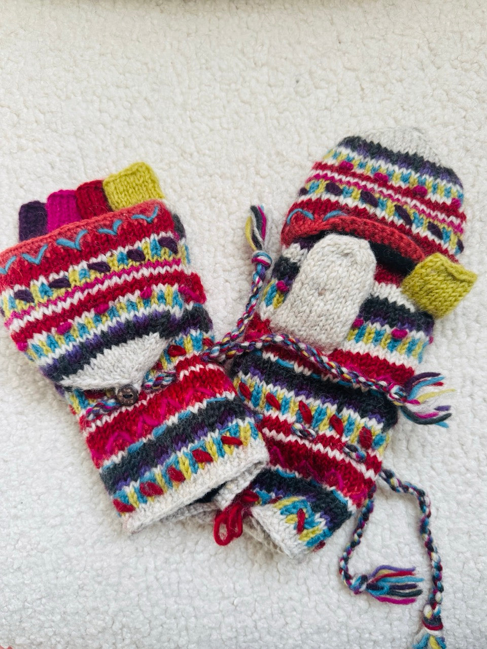 Hand Knit Wool Mittens & Gloves – Fleece Lined, One of a Kind, Handmade in Nepal
