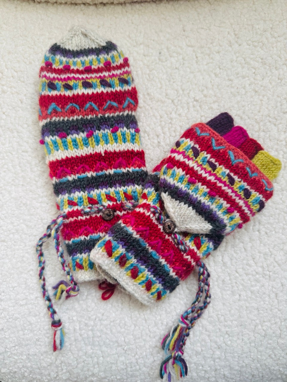 Hand Knit Wool Mittens & Gloves – Fleece Lined, One of a Kind, Handmade in Nepal