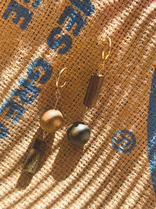 🌿 Forest Echo – Green Sandalwood Drops with 14k Gold Hook 🌿