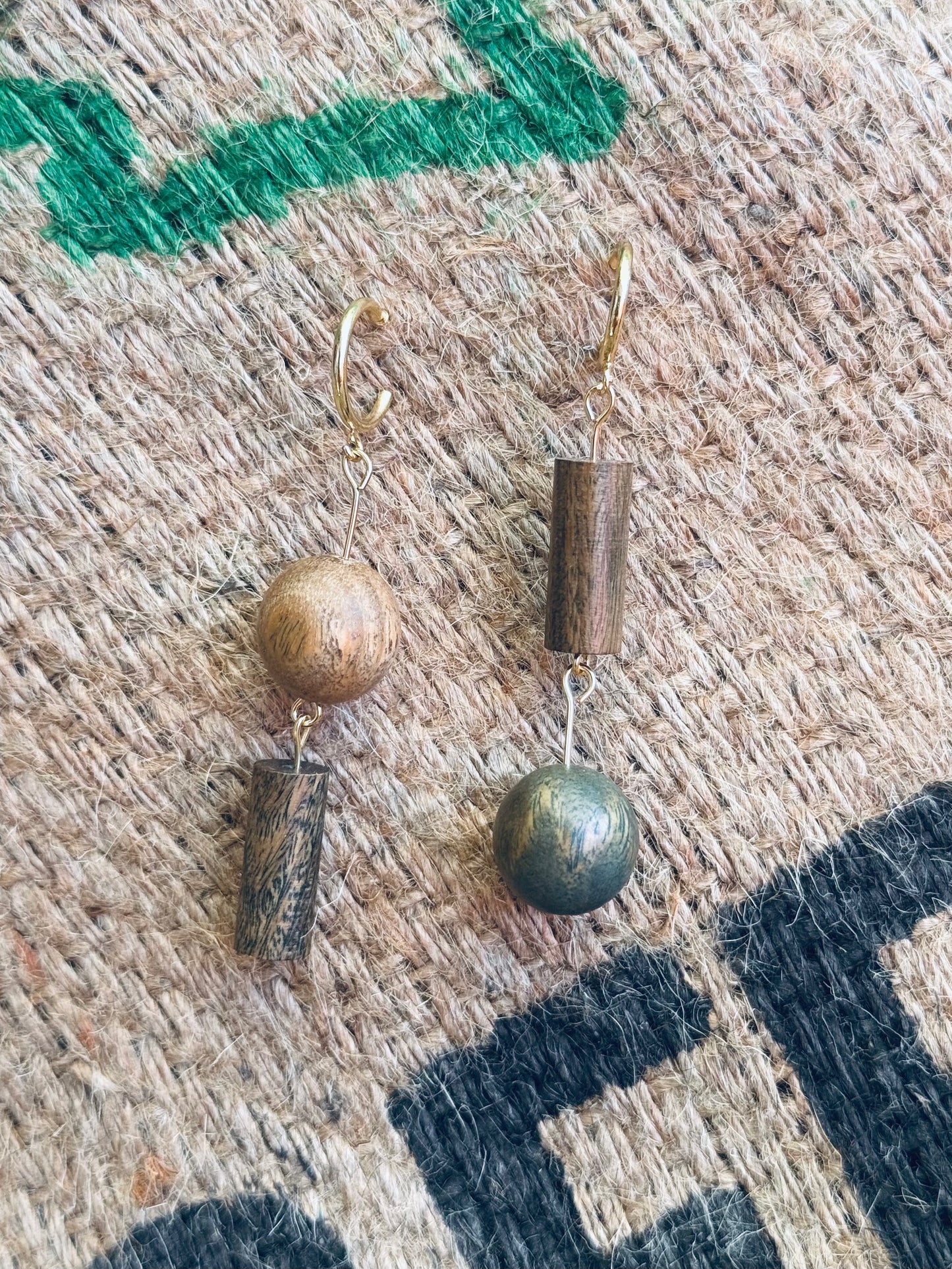 🌿 Forest Echo – Green Sandalwood Drops with 14k Gold Hook 🌿