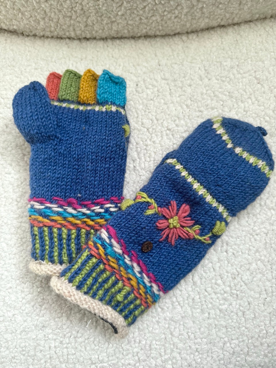 Hand Knit Wool Mittens & Gloves – Fleece Lined, One of a Kind, Handmade in Nepal