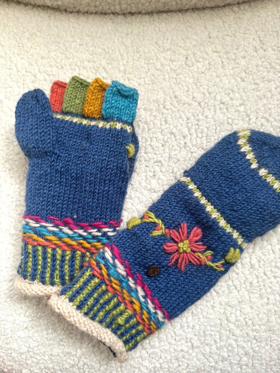 Hand Knit Wool Mittens & Gloves – Fleece Lined, One of a Kind, Handmade in Nepal