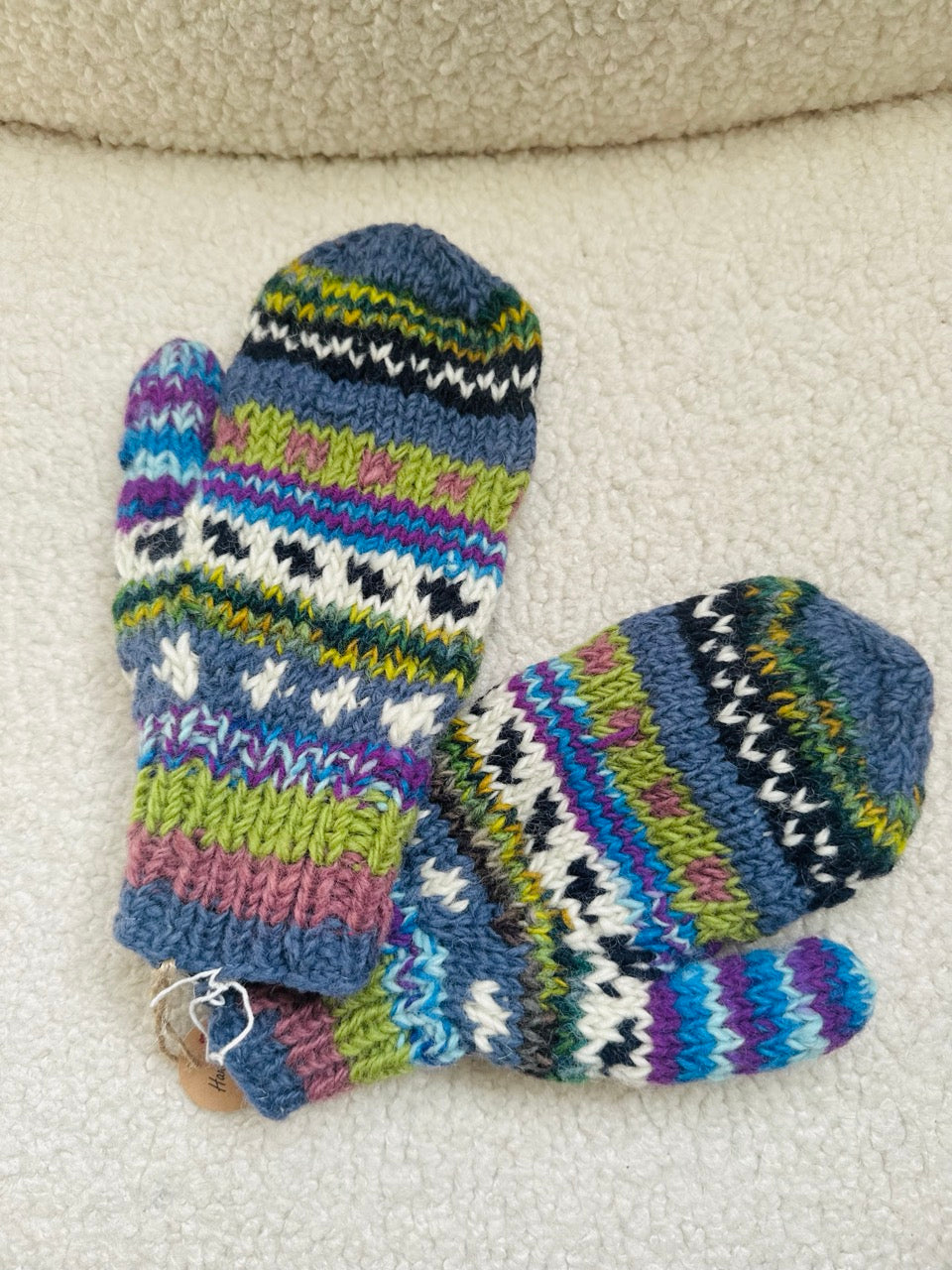 Hand Knit Wool Mittens – Fleece Lined, One of a Kind, Handmade in Nepal