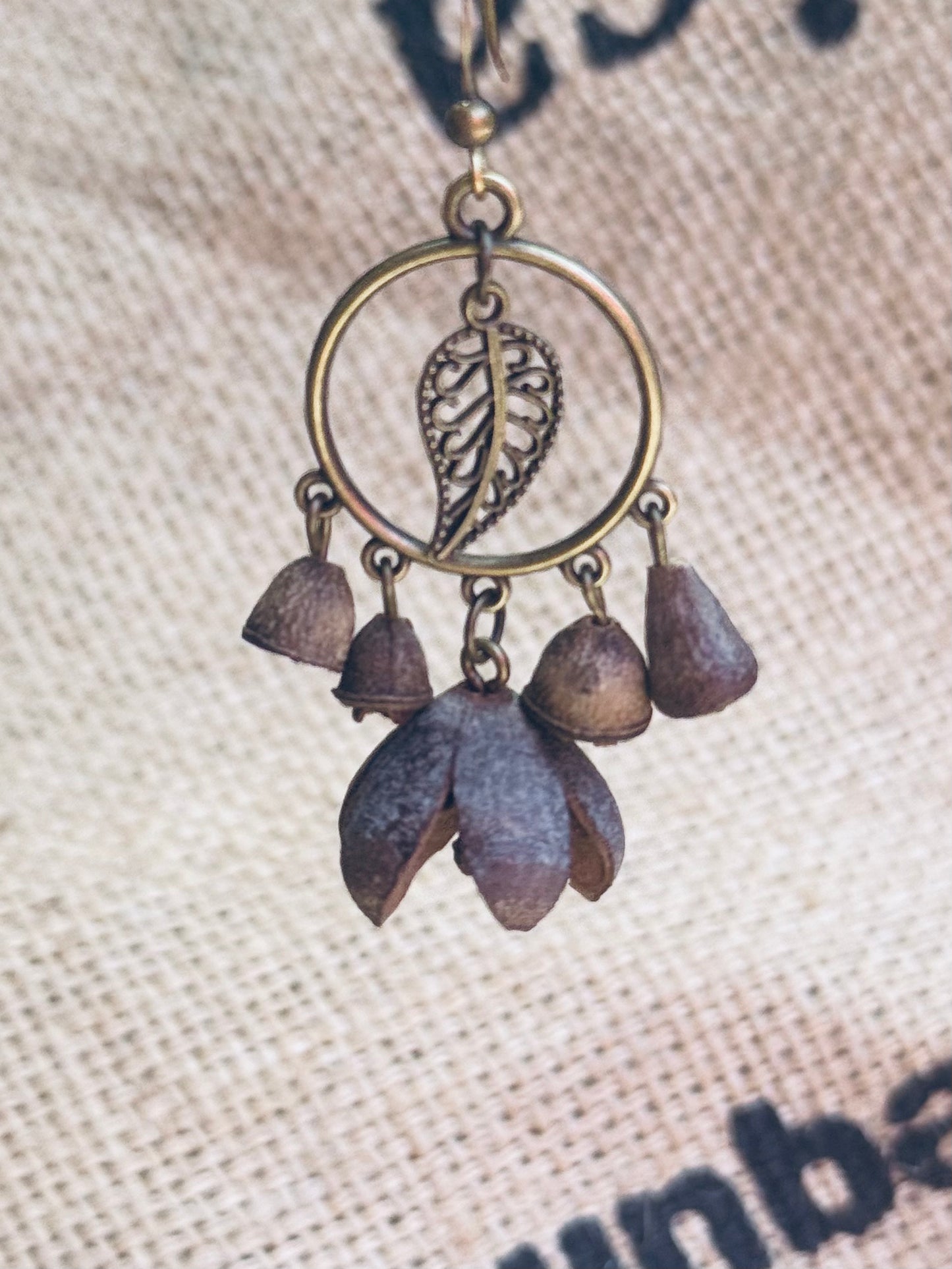 🪶 Forest Whispers – Dream Catcher Earrings with Brass Hooks 🌿
