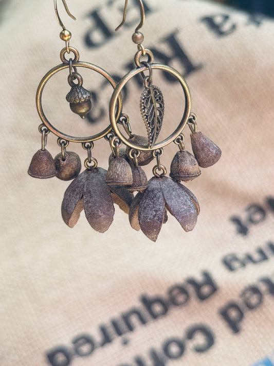 🪶 Forest Whispers – Dream Catcher Earrings with Brass Hooks 🌿