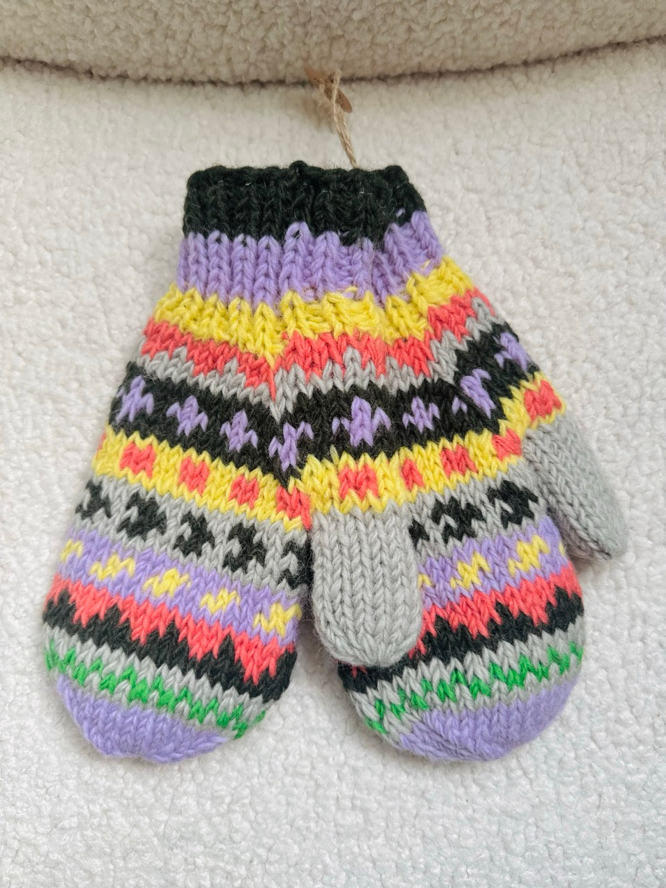 Hand Knit Wool Mittens – Fleece Lined, One of a Kind, Handmade in Nepal