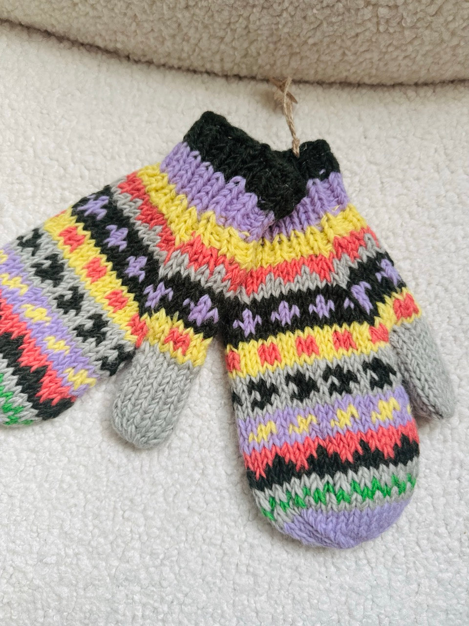 Hand Knit Wool Mittens – Fleece Lined, One of a Kind, Handmade in Nepal