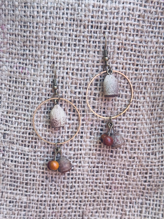 “Forest Echo” Earrings – Love Fruit, Sandalwood & Bell Pod