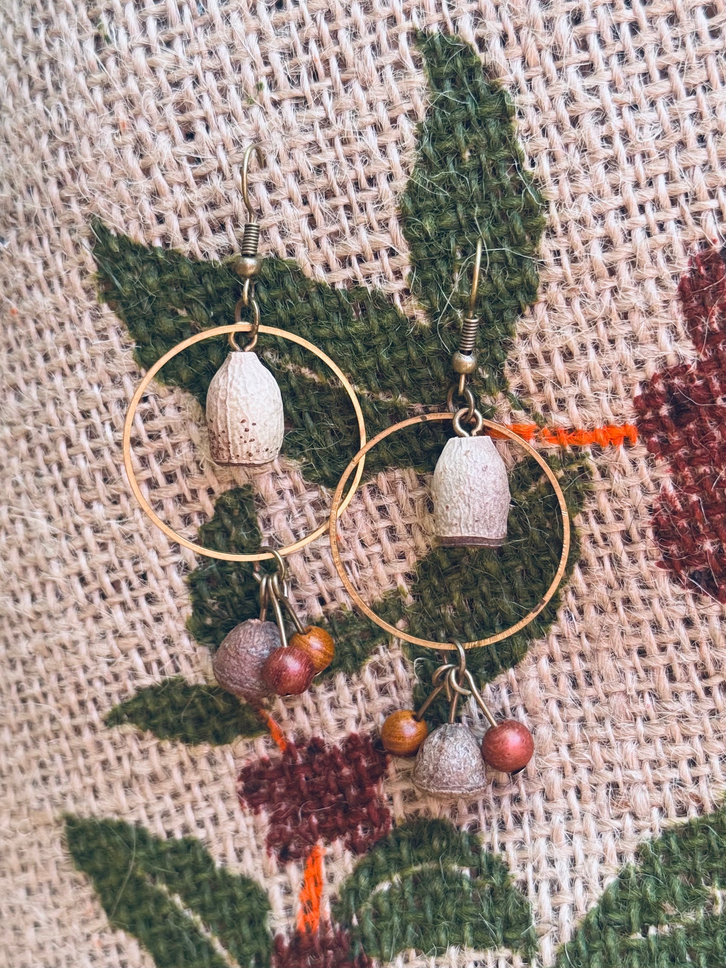 “Forest Echo” Earrings – Love Fruit, Sandalwood & Bell Pod