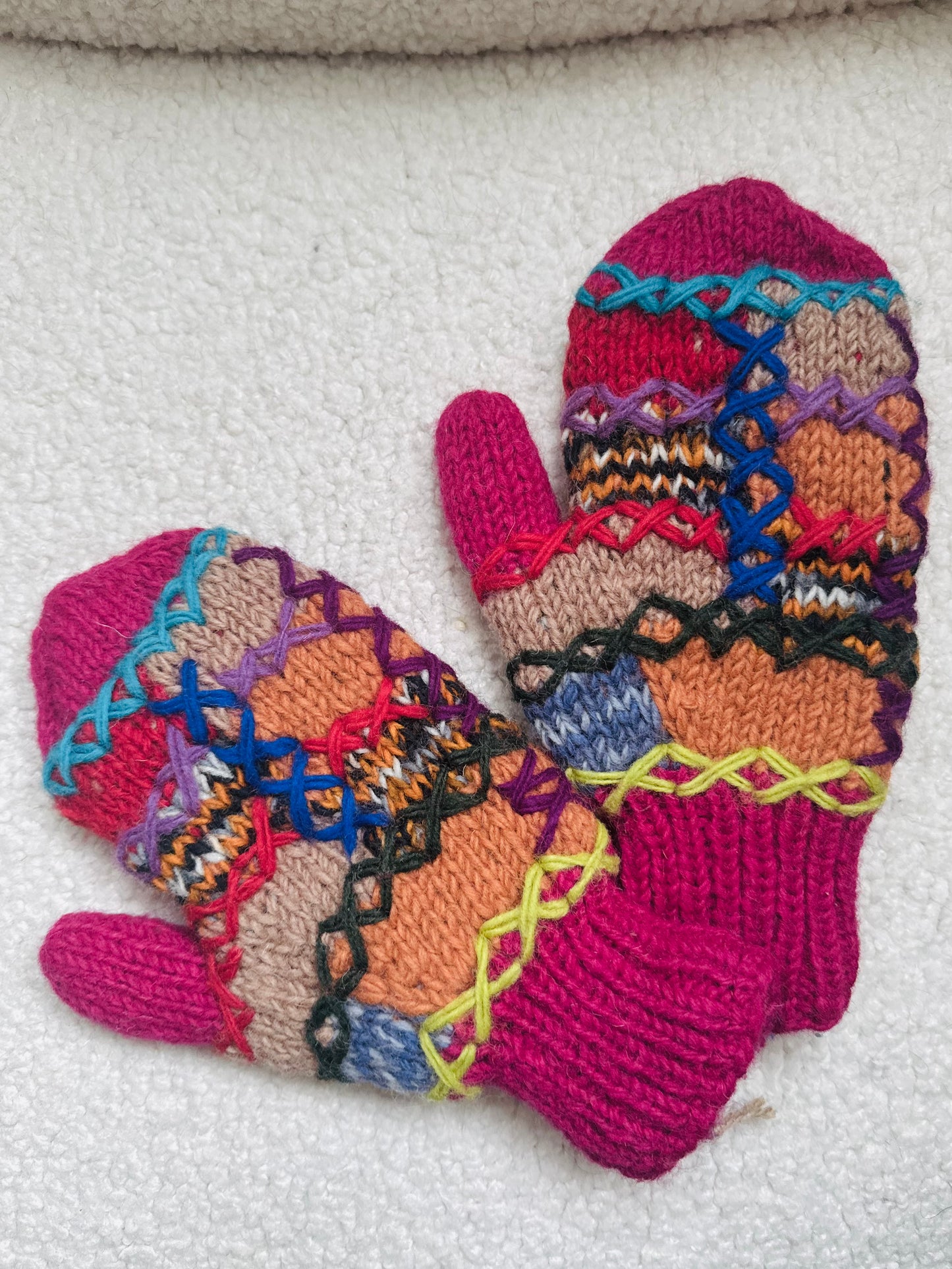 Handmade Wool Mittens – Patchwork Collection
