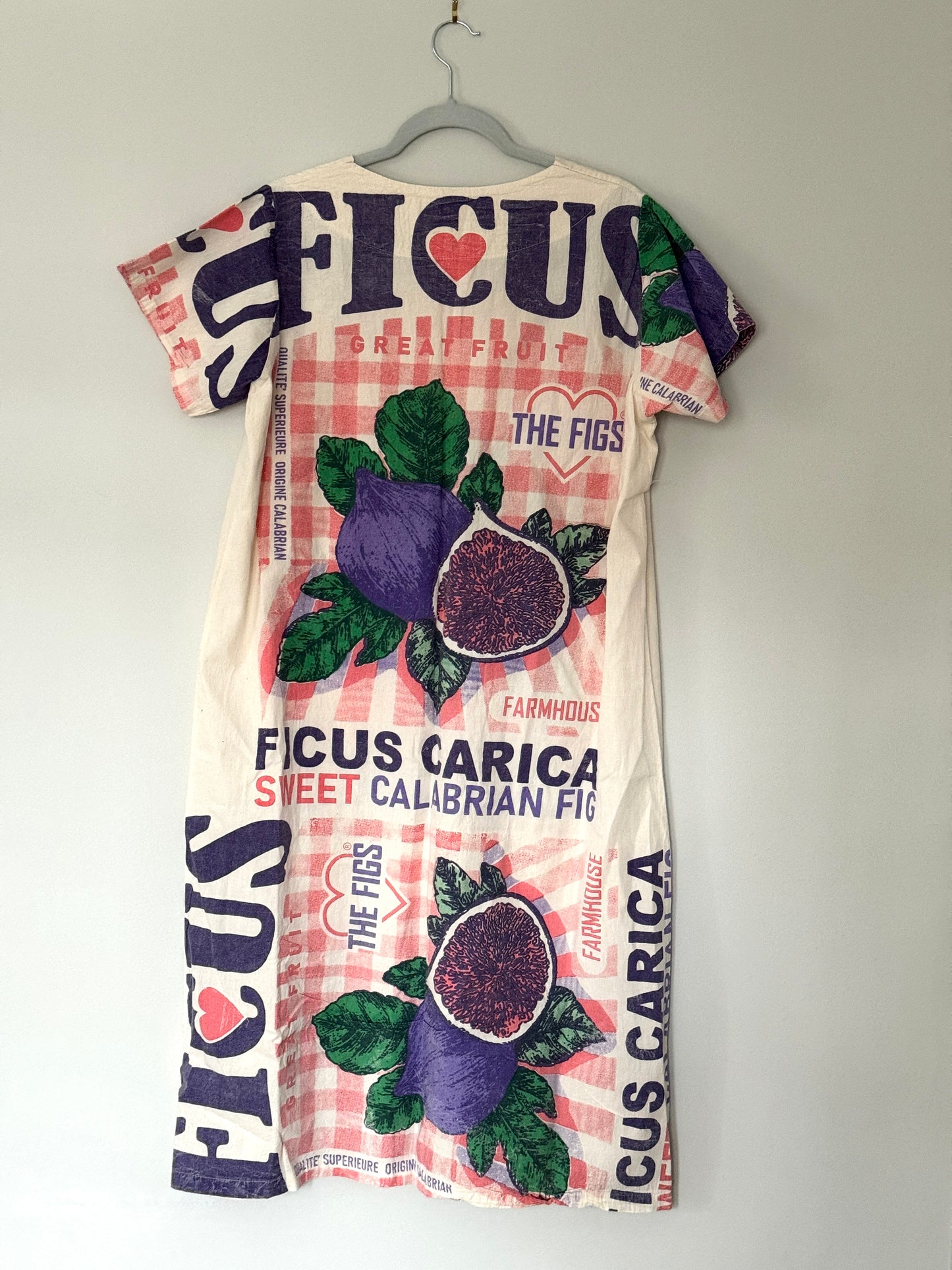 Multi Pattern V-Neck Dress – Washed Cotton Upcycled Artwear