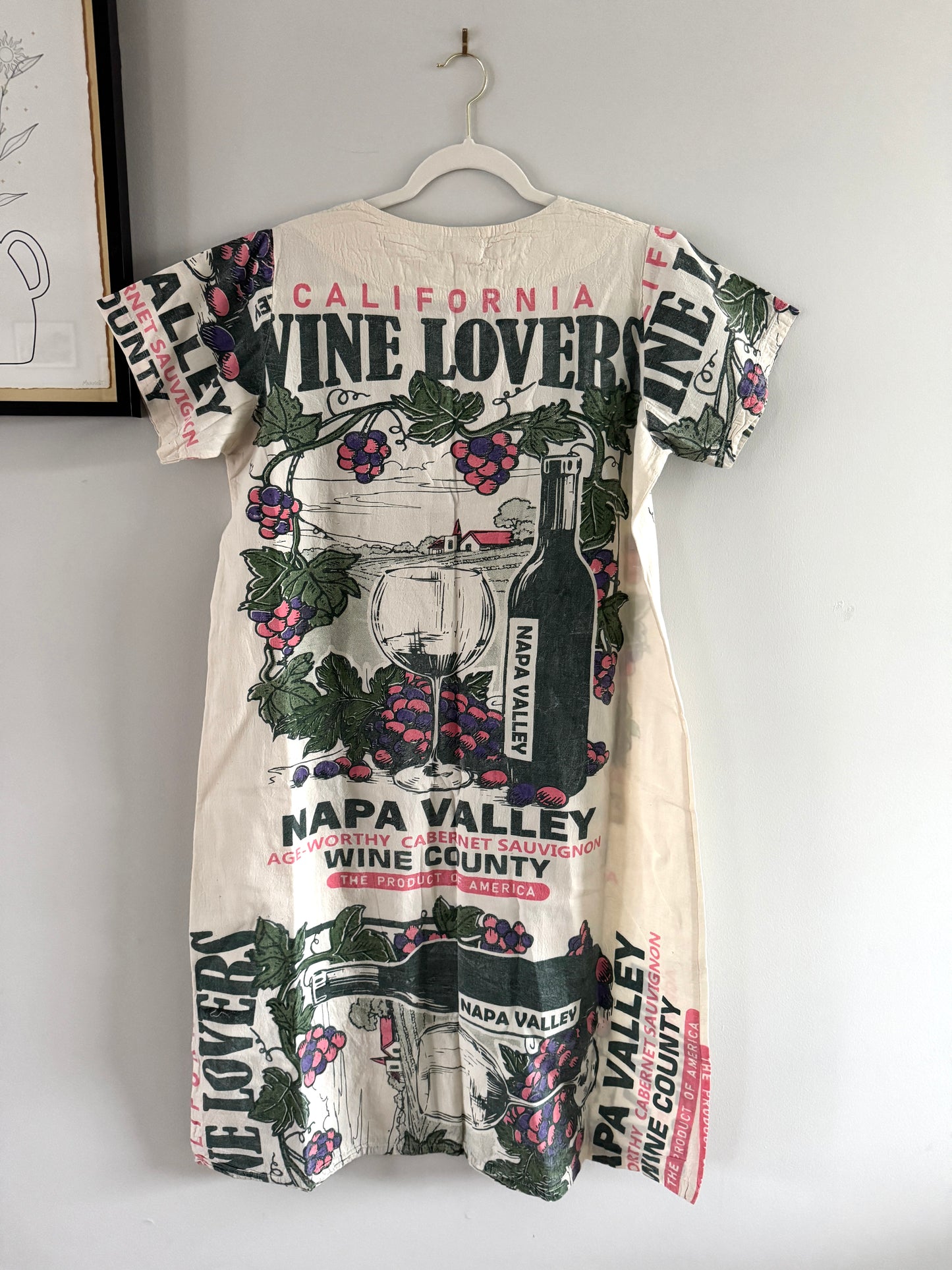 Multi Pattern V-Neck Dress – Washed Cotton Upcycled Artwear