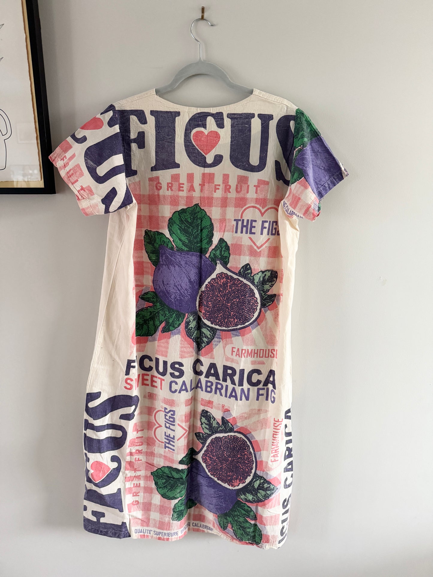 Multi Pattern V-Neck Dress – Washed Cotton Upcycled Artwear