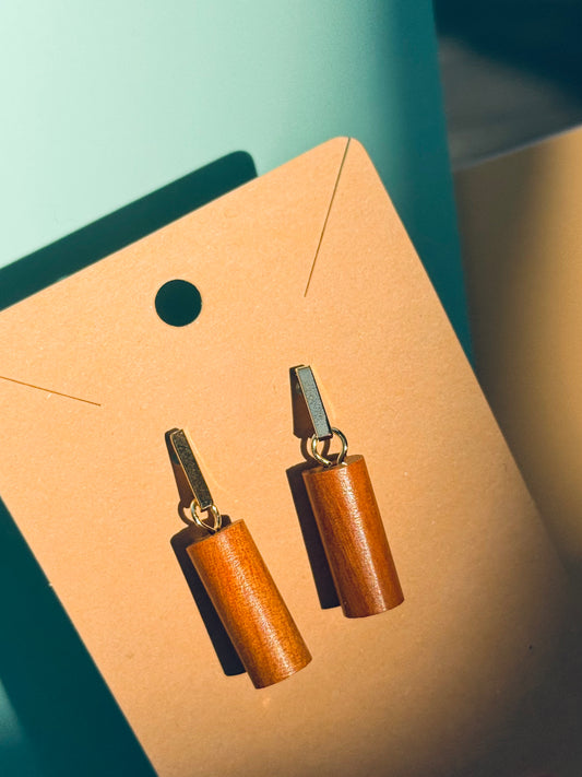 🐉 Blood Dragon Wood Earrings | 14k Gold-Plated Needle