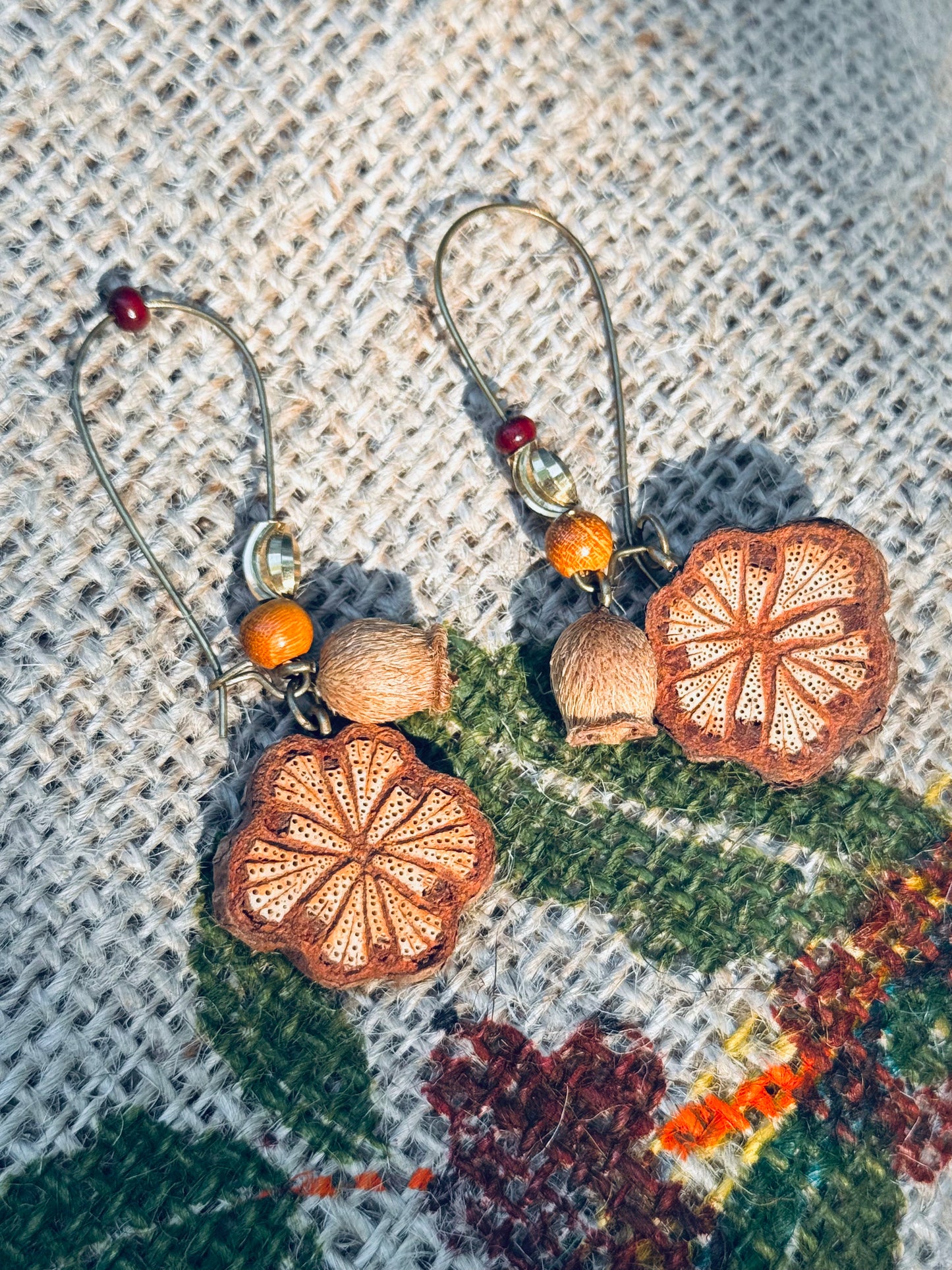 Wild Jujube & Red Vine Wood Earrings – Copper Hook