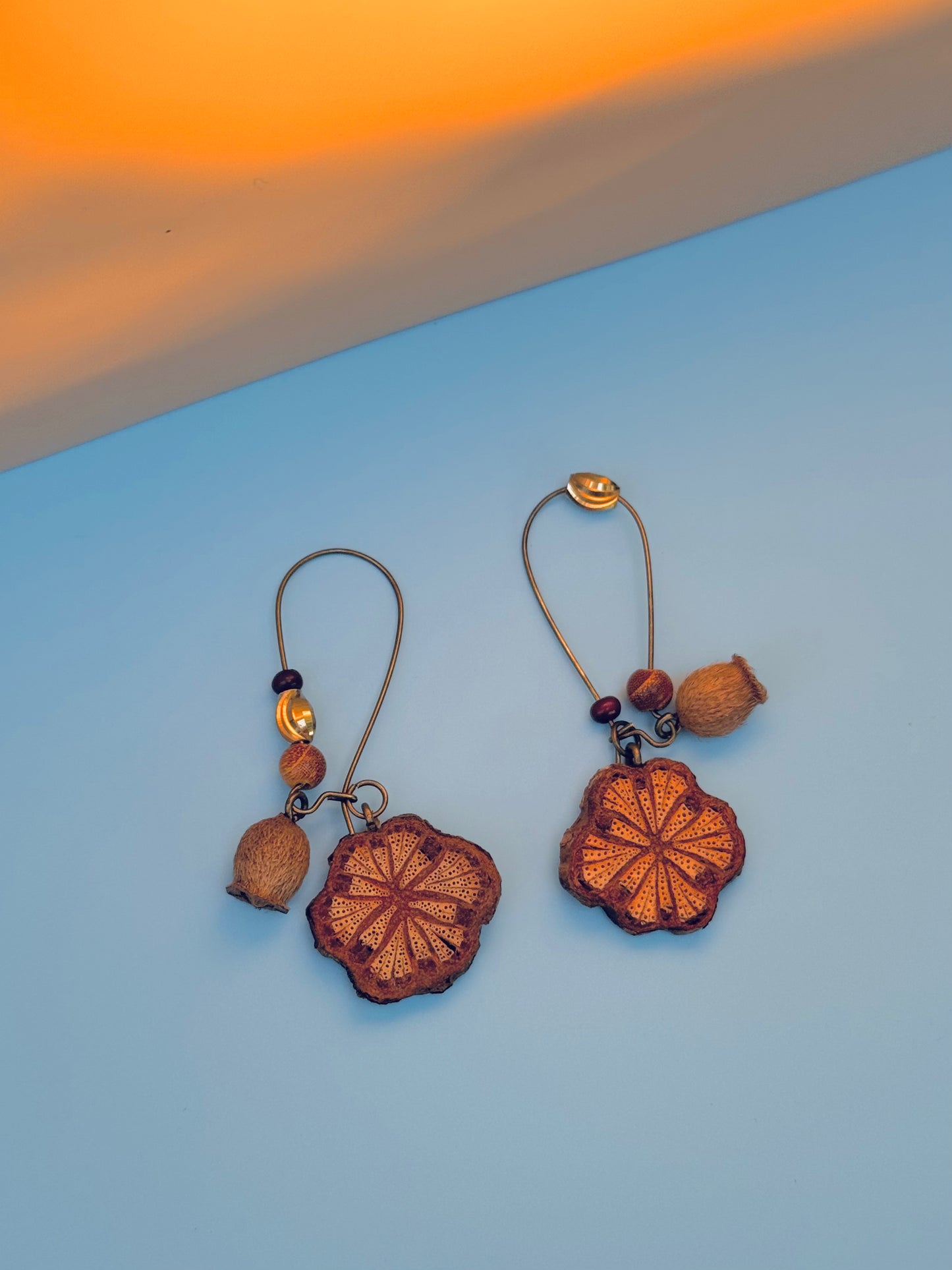 Wild Jujube & Red Vine Wood Earrings – Copper Hook